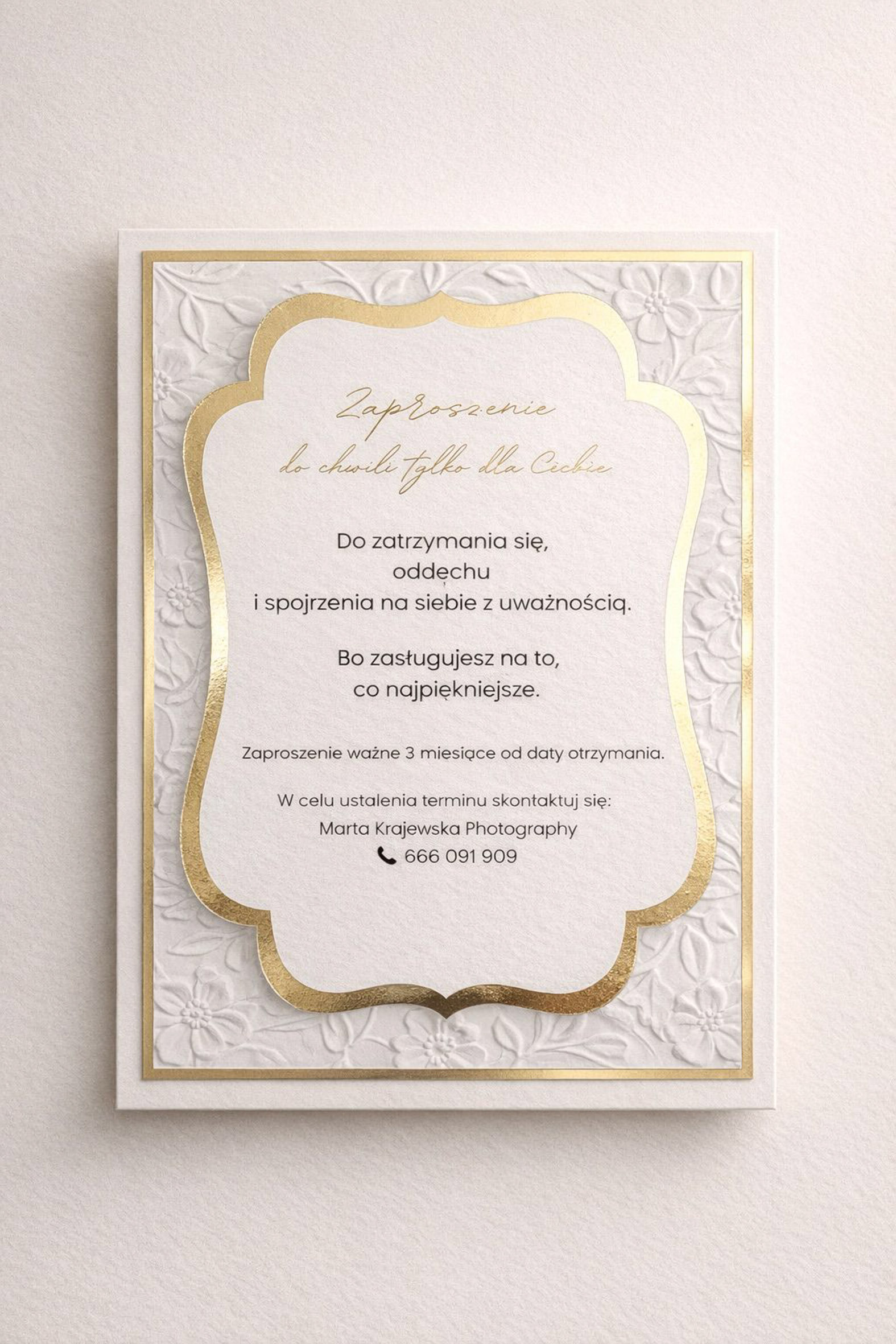 Personalizowane zaproszenie na sesję fotograficzną Marta Krajewska Photography